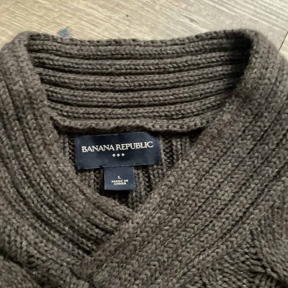 BANANA REPUBLIC Cable Knit Sweater Men's Size Large‎ Brown Rabbit Hair Cotton